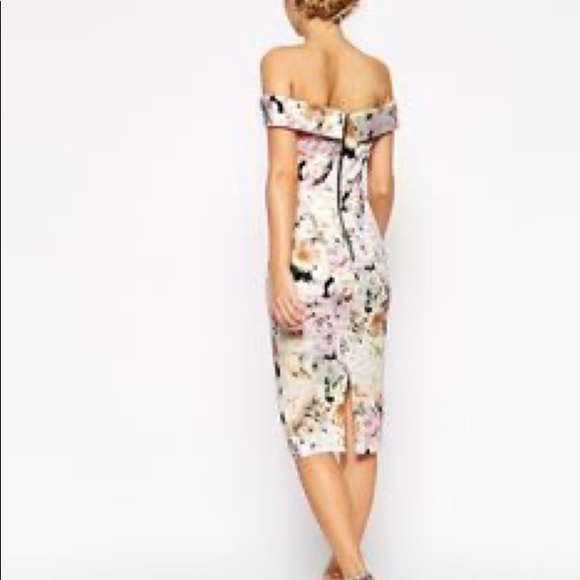 ASOS Floral Bardot Fit Dress - Picture 2 of 2